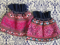 タイのモン族古布Silk刺繍ポーチ